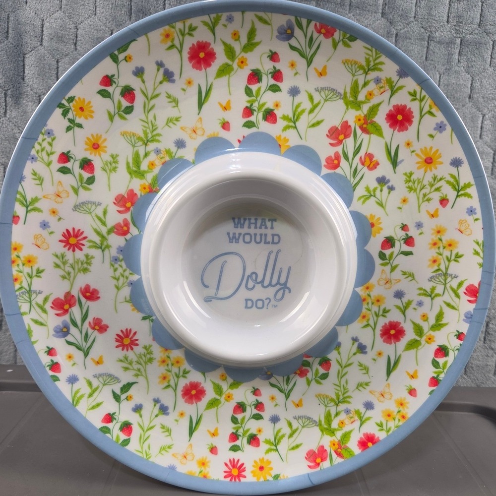 Dolly Parton 12 Inch Chip and Dip Tray Floral Melamine Serving Platter 5329523